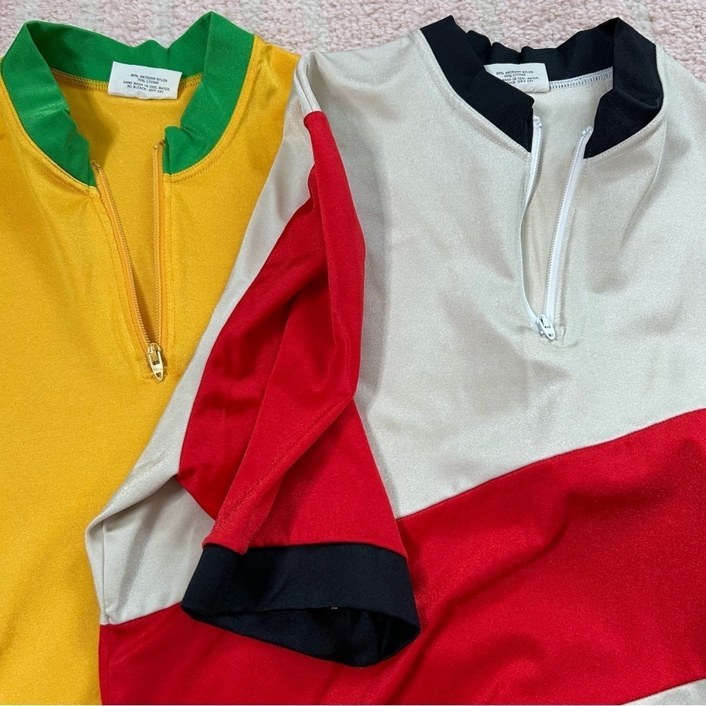 2 Vintage Schnaubelt Shorts Cycling Jerseys 1/4 Zip Yellow Green Tan Red Black M - Picture 6 of 14